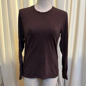 Lululemon XL nulu Long-Sleeve Basic Crewneck Top - Dark Brown like new